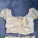 Hollister Light Yellow Eyelet 2 piece set shirt and shorts Photo 1