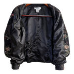 Coldwater Creek Silk Floral Embroidered Blazer Jacket Black Cottagecore M Photo 9