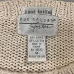 Van Heusen VTG  Hand Knit Floral Sweater M Cream Cable Knit Cottagecore Pullover Photo 2