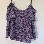 Rory Beca  Silk Gray Grey Purple Allover Abstract Heart Ruffle Cami Tank Small Photo 6