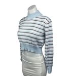 PacSun L.A. Hearts Blue Striped Long Sleeve Mock Neck Crop Sweater Top Size S Photo 1