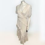 Lulus | Swiss Dot Ruffled Midi Dress in Cream NWT Style: Next to You Photo 5