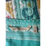 Soft Surroundings  Embroidered Tiered 100% Cotton Midi Dress Boho Teal Size Large Photo 5