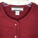 Crystal Kobe Vtg 90s Womens M Red Leaves Grandma Sweater Cardigan Patchwork Fall Size M Photo 2