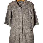 Bask  Sweater Women Small Brown Ivory Knit Collared Snap Long Line‎ Cardigan Photo 0