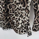 Vintage MSK Crossover Top Womens Small Brown Animal Print Mob Wife Beaded Sequin Photo 4