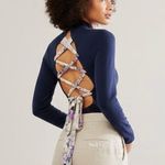  Navy Free People Straps In The Back Bodysuit Size X-Large NWT Photo 0