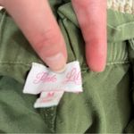 Pink Lily Olive Green Paperbag Pants with Tie Belt Size Medium Photo 1