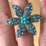 Blue Sunburst Adjustable Ring Floral Retro Trendy Photo 1