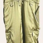 Anthropologie Love The Label  Sleeveless Utility Satin Green Midi Dress Size L Photo 4