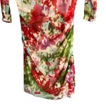 Kay Unger  polyester boat neck half sleeve colorful ruched sides midi dress XL #7 Photo 4