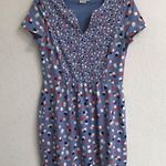 Boden Emery falling blossoms floral polkadot short sleeve jersey dress 6 Blue Photo 0