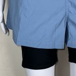 We Wore What  Windbreaker Biker Short in Dusty Blue Photo 3