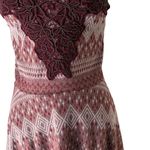 Free People  Dress Womens Medium Red Boho Strapless Embroidered Aztec Beaded Trim Photo 0