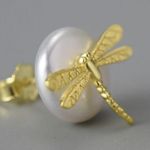 Artisan  Handmade 925 Silver Dragonfly Dainty Pearl - The Enchanted Earrings Photo 1