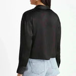 EXPRESS  Satin Cropped Boyfriend Portofino Shirt Photo 1