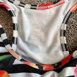 Senita Athletics  Floral Striped Sports Bra - Black, White, Red, Orange, Yellow Photo 1