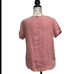 C&C California  Women Short Sleeve Pullover Boat Neck Pink  Linen Shirt S Boho Photo 3