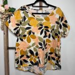 Rachel Zoe  Floral Linen Top‎ 1X Short Sleeve Relaxed Fit Casual Photo 0