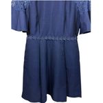 Draper James NWT Solid Maggie Lace Flower Trim Fit & Flare Dress Navy 6 Photo 7