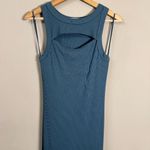 Michael Stars  Lucinda Ribbed Midi Dress Women's Small Blue Tank Ruched Slit NWOT Photo 5