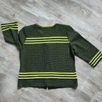 Ming Wang  Zip Front Cardigan Jacket Black Green Trim Knit 3/4 Sleeve Petite M Photo 7