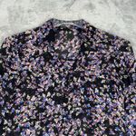 EXPRESS Shirt Womens Small Black Blue Floral Portofino Versatile Office Casual Photo 3