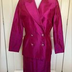 Ellen Tracy Vintage Magenta 100% Silk 2 Piece Suit Size 6 Photo 0