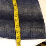 2000s Blue Grey striped fitted knit sweater midi dress asymmetric cowl turtle neckline short sleeve Photo 6