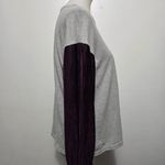 Listicle Grey Long Sleeve Purple Pleated Velvet Sleeve Detail Top Size Small Photo 4