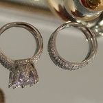 Sterling silver crown engagement ring and wedding band set Photo 5