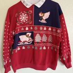 Vtg Spumoni Red Christmas Holiday Crewneck Sweatshirt X'mas tree Women’s Large Photo 0