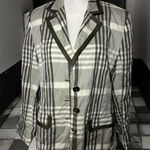 BASLER Gray Taupe Plaid Silk Blend Blazer Jacket Size FR 44 / US 12 Photo 0