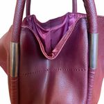 Neiman Marcus Purse Burgundy Faux Leather Tote Maroon Shoulder Bag Photo 7