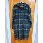 Ralph Lauren Polo Navy Green Plaid Fringe Hem Tunic Dress Popover Cotton Size 12 Photo 3