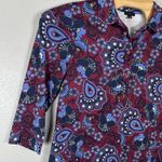 Talbots  Nylon Spandex Popover Dress Womens Large Maroon Blue Floral Paisley Photo 2