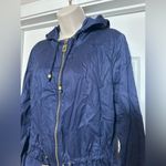 Michael Kors Blue & Gold Hooded Women’s Zip Up Rain Jacket Windbreaker Photo 5