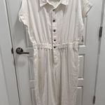 Altar'd State Arula White Denim Erica Short Sleeve Jumpsuit Photo 4