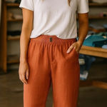 Marine layer  Elle Relaxed Crop Pants Size Medium Rust Orange Preppy Minimalist Photo 0