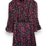 Urban Outfitters Laura Ashley Maisy Mock Neck Mini Dress Floral Shirred Black UO Photo 3