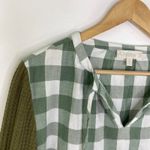 Suzanne Betro Weekend Green White Check Mixed Media Blouse Women's Size Medium M Photo 3