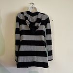 Striped hooded cardigan Black Photo 2