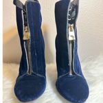 ZARA  Blue Velvet Zipper Ankle Boots Lace Up Heels Size 37EU /US7.5 Photo 3