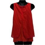 Bobeau Red Chiffon Sleeveless Ruffle Blouse Size Medium Zip Back Photo 4