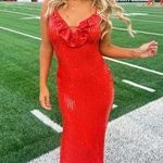 If By Sea Orange Sequin Midi Dress Photo 0