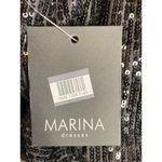 NWT Marina Mini Dress 6 Black Sequin Party Cocktail Sleeveless Drape Neck Chic Photo 2