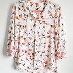 C&E White Floral Crepe Blouson Peasant Top sz small Photo 0