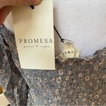 Prómesa PROMESA NWT Floral Light Blue Gray boho smocked ruffle dress L bell sleeves Photo 3