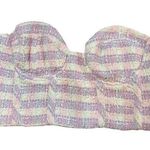 ZARA  Top Cropped Purple Preppy Plaid Tweed Structured Bustier Size M New Photo 0