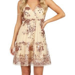Southern Fried Chicks Southern Fried Chics Rose Gold Sequin Floral Mesh Midi Dress M Adjustable Straps Photo 0